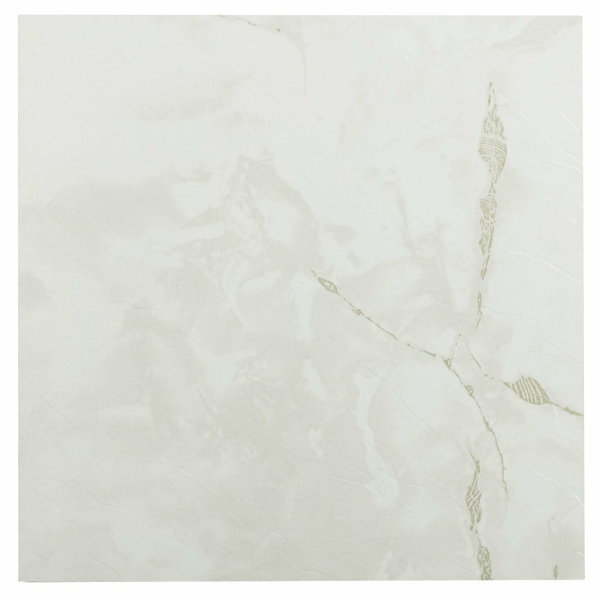 WovenTrends White Marble Vinyl Floor Tiles 20 Pcs Self Adhesive